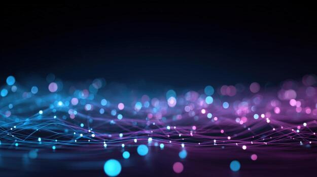 Abstract Network Visualization with Glowing Nodes and Interconnected Lines for Technology and Science Concepts photo