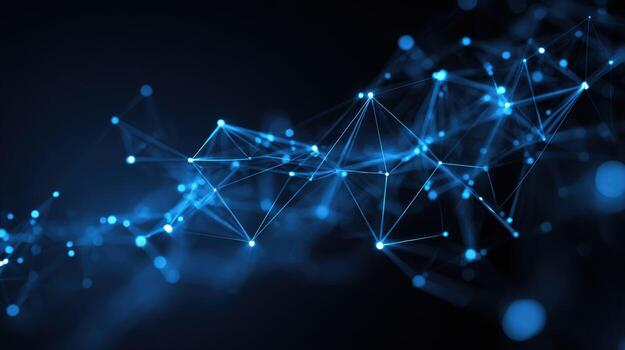 Abstract Network Plexus Background with Blue Glowing Dots and Lines Representing Connectivity and Data photo