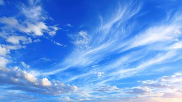 Vibrant Blue Sky with Cirrus Clouds A Beautiful Day for Backgrounds and Text Overlays photo