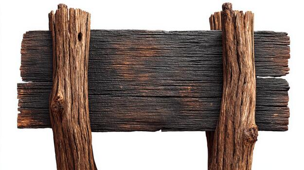 Rustic Wooden Signboard Isolated on White Background for Creative Design Projects and Marketing Materials photo