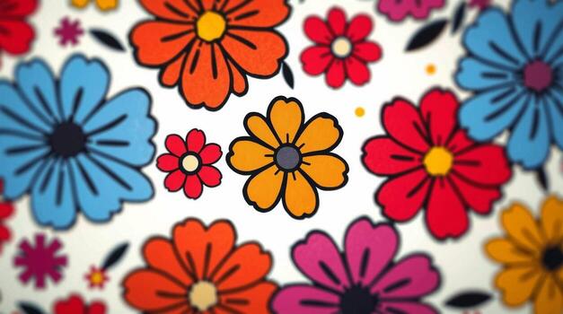 A colorful flower pattern is shown on a white background photo