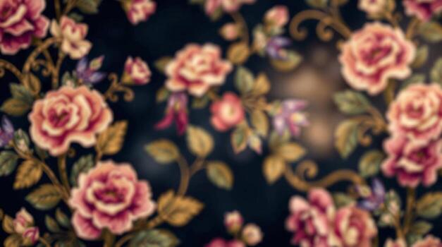 A close up of a floral pattern on a black background photo