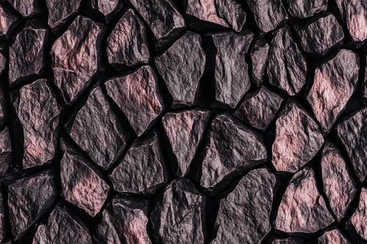 intrincado textura de oscuro piedras arreglado en un modelo en un superficie foto