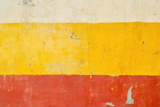 Vibrant color textures of red, yellow, and orange on a weathered wall surface photo