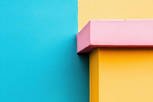 Colorful geometric patterns on building surface create vibrant urban art photo