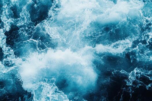 olas estrellarse en un Oceano creando dinámica patrones a amanecer foto