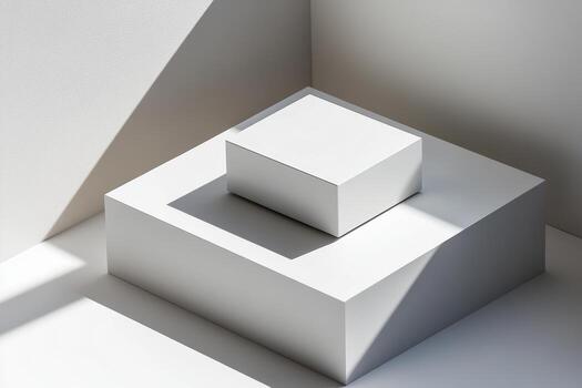 Minimalist geometric shapes in contrasting light and shadow layers photo