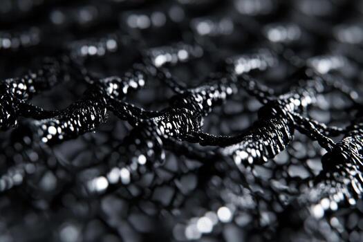 Close-up view of textured black mesh fabric under soft lighting photo