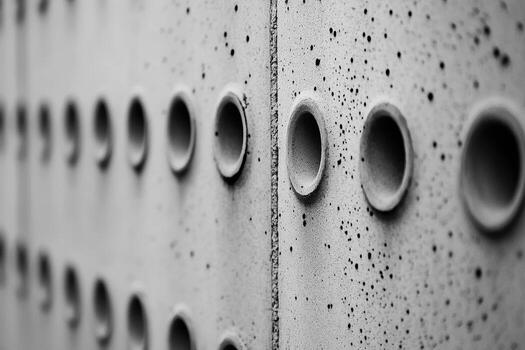 Unique textured concrete wall showcasing circular patterns and depth photo