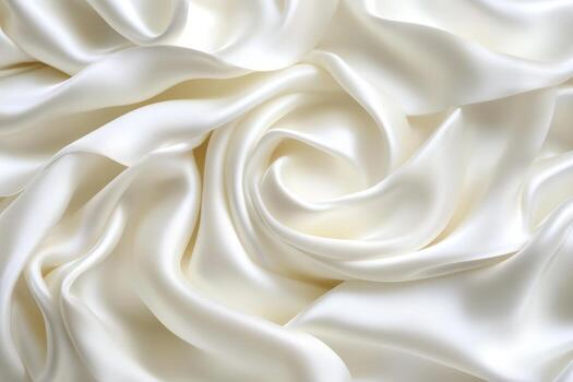 Smooth white satin fabric creates elegant, flowing patterns and textures photo