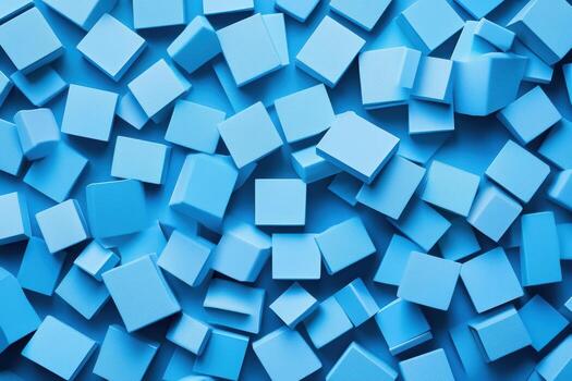 azul espuma cubitos dispersado en un superficie creando un vibrante textura foto