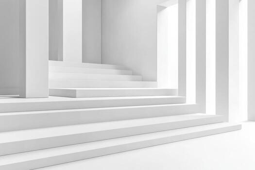 Elegant white stairs with sleek architectural design in minimalist setting photo