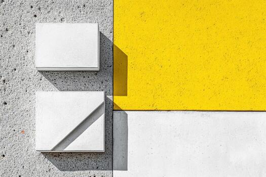 Bold geometric shapes and vibrant colors create striking modern design photo