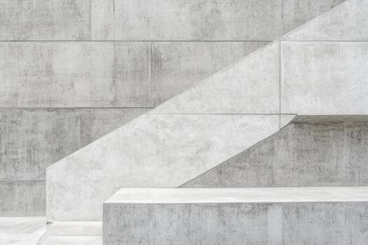 Modern concrete architecture with minimalist stair design in urban setting photo