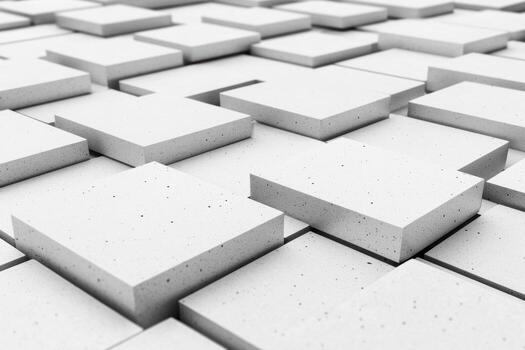 Modern abstract arrangement of white geometric tiles on a flat surface photo