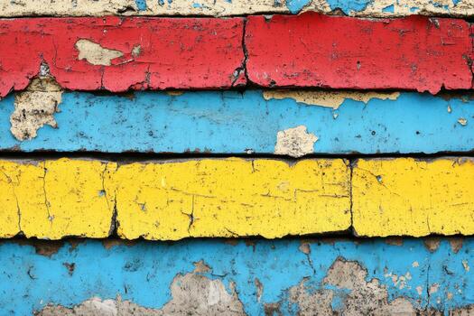 Colorful peeling paint on a rustic wall in an urban setting photo