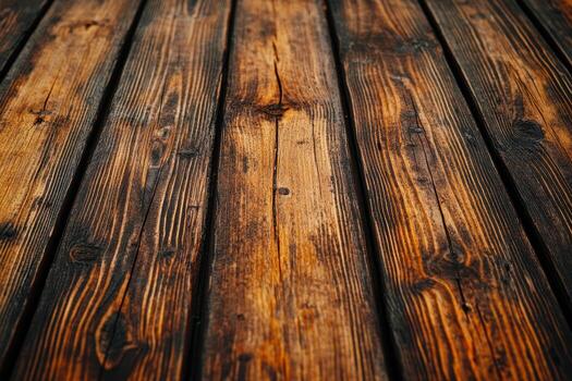 Rustic wooden floor showing rich textures and patterns in natural light photo
