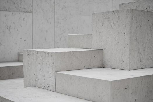 Modern concrete steps in an urban architectural setting at dusk photo