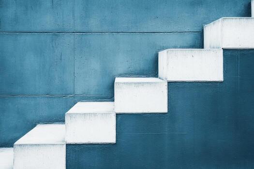 Staircase with subtle blue and white contrasts in urban setting photo