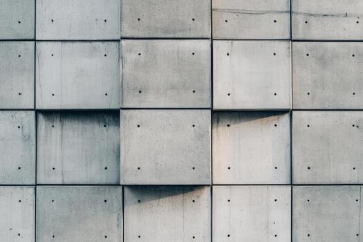 Concrete wall with textured square panels showcasing modern architecture style photo