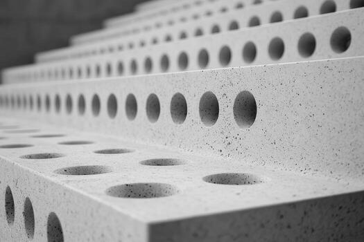 Steps with circular holes creating a modern architectural design effect photo
