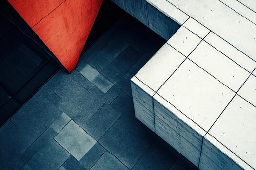 Modern architectural design featuring geometric shapes and contrasting colors photo