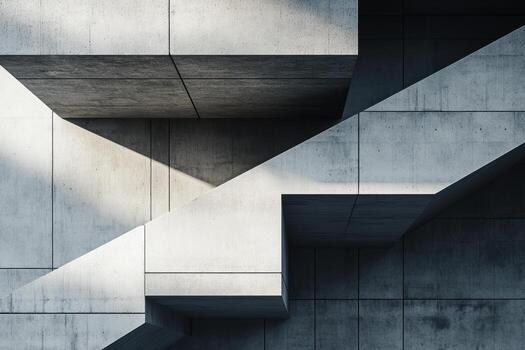 Modern architectural design featuring concrete staircases with geometric shapes photo
