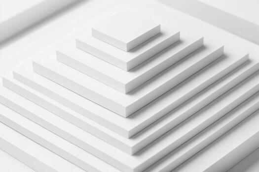 White layered geometric shapes arranged in a structured pattern photo