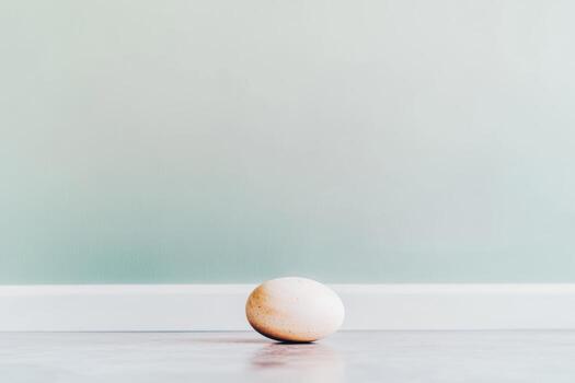 Natural egg resting on a smooth surface in a calm setting photo