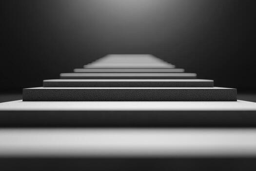 Steps into a bright, minimalist space evoke a serene atmosphere photo