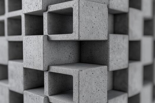 Concrete blocks arranged in a unique pattern for architectural design photo