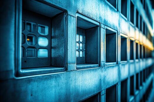 Light patterns through modern urban architecture windows photo