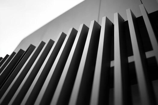 Modern architectural lines create striking visual patterns in black and white photo