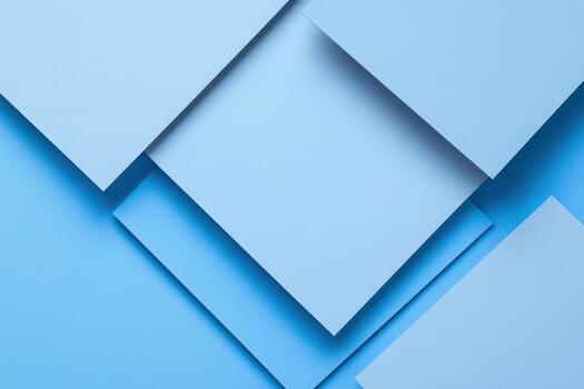 Blue paper sheets arranged in a creative layout on a blue background photo