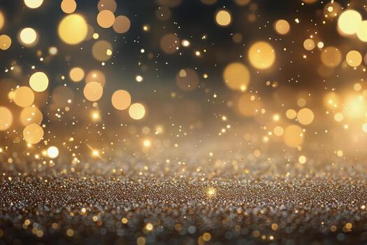 Glittering Golden Bokeh Lights Create a Festive Atmosphere in a Celebratory Setting. photo