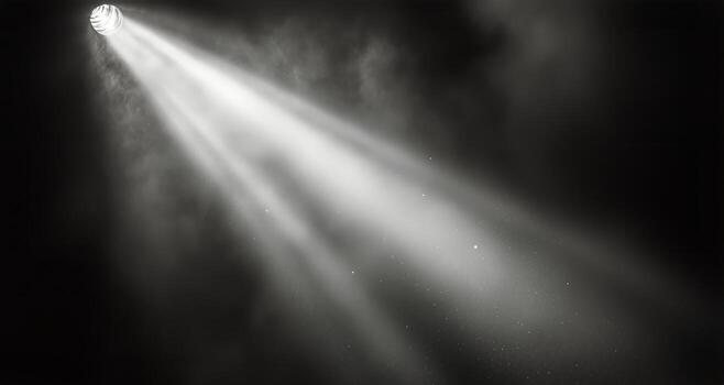 Bright Light Beams Shining Through Dark Space Create an Ethereal Atmosphere. photo