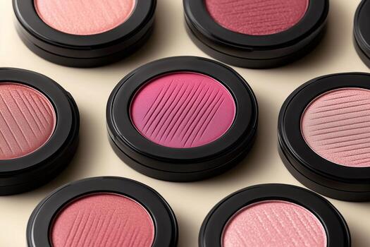 vistoso sonrojo compactos arreglado en un visualmente sorprendentes diseño en un ligero antecedentes foto