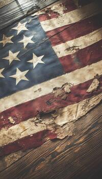 Dusty American Flag on the Floor of an Abandoned Building During Daylight. photo
