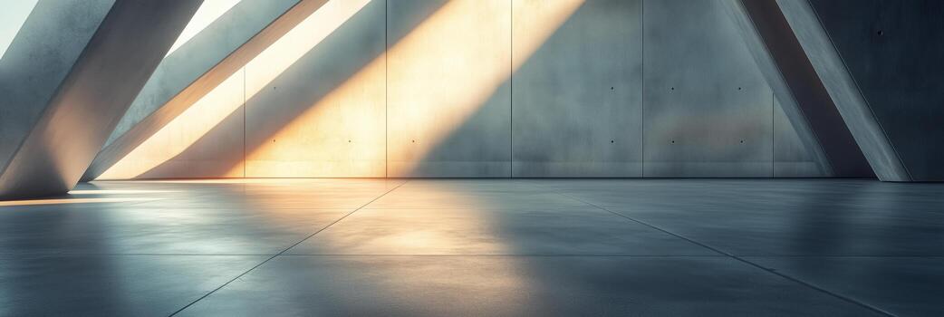 Modern Architectural Interior Design Featuring Dynamic Light and Shadow Patterns in a Spacious Room. photo