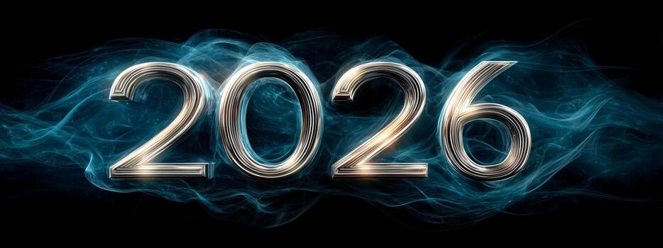 Fireworks Display Celebrating the Arrival of the Year 2026 During New Year Festivities. photo