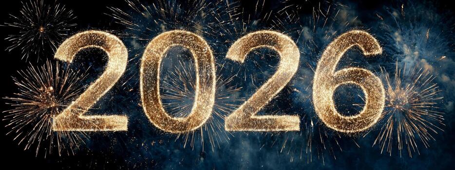 Fireworks Display Celebrating the Arrival of the Year 2026 During New Year Festivities photo