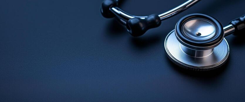 Stethoscope Resting on a Dark Background Ideal for Medical and Healthcare Themes. photo