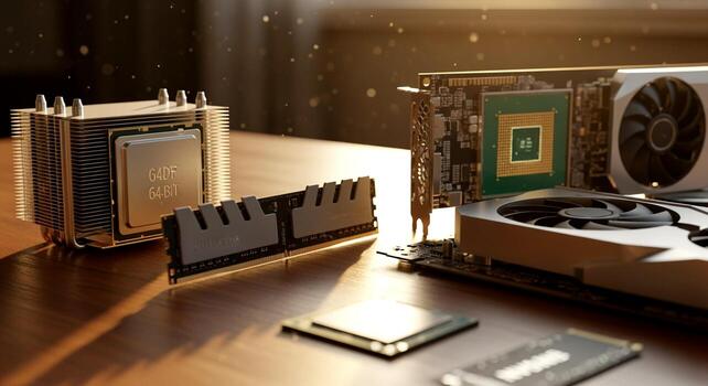 High performance computer hardware components for a custom PC build. photo