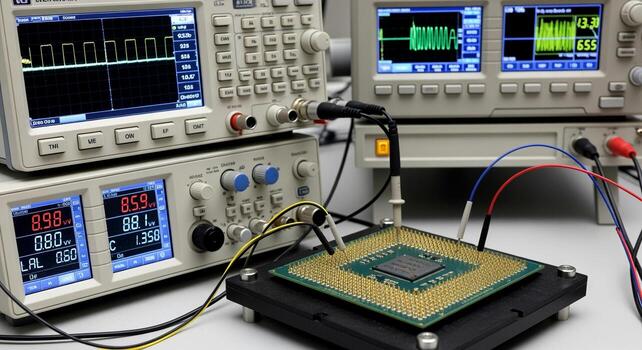 Electronic Testing of Microprocessor in Laboratory Setting. photo