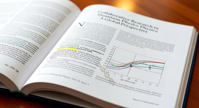Open Textbook Displaying Physics Principles and Complex Research Data. photo