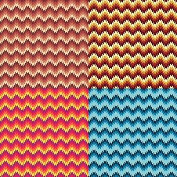 cuatro vistoso resumen geométrico zigzag patrones vector