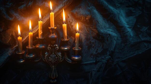 Elegant Candelabra with Flickering Candles in Dark Atmosphere photo