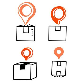 cuatro diferente tipos de cajas y un mapa puntero vector