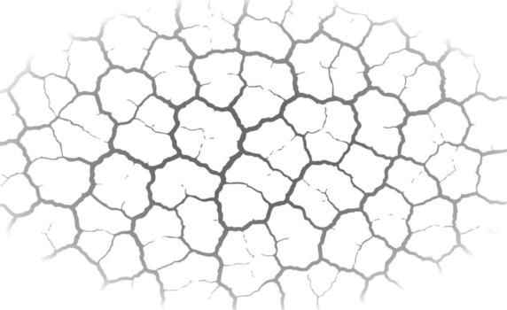 Fading Cracked Earth Texture with Soft Gradient Edges, Drought Dry Soil Pattern for Environmental or Abstract Backgrounds. Illustration. vector