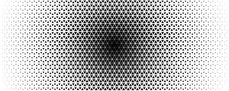 Geometric triangle halftone pattern with optical illusion effect. Perfect for modern posters, tech backgrounds, branding, web design. illustration vector